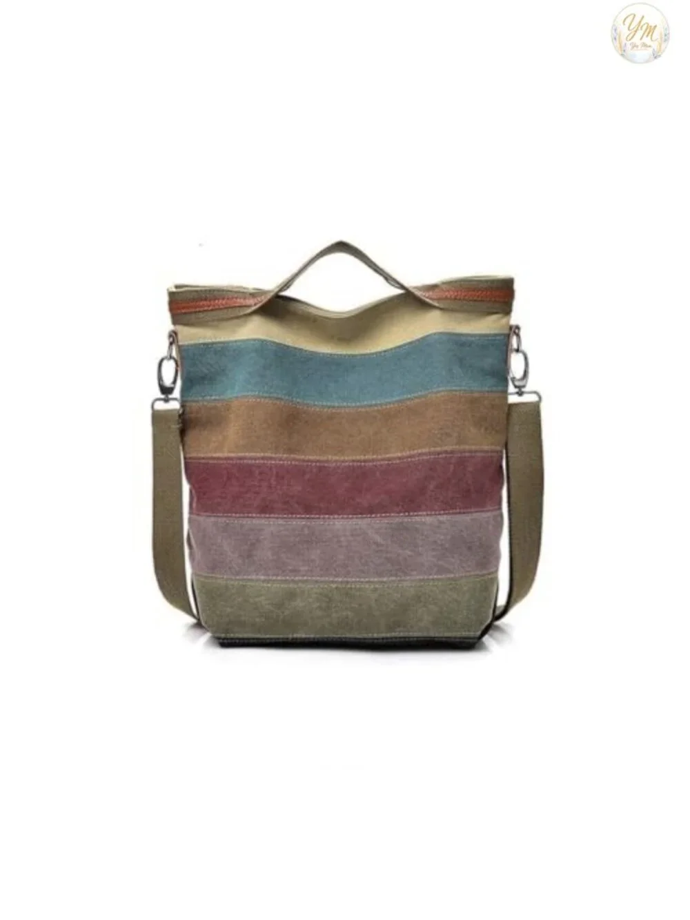 Canvas Hobo Handbag Multicolor Tote Crossbody Shoulder Bag with Detachable Strap